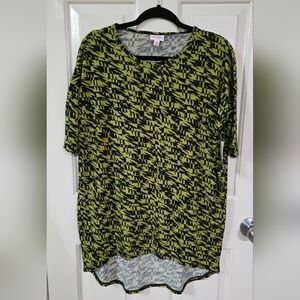 Lularoe Irma mustard & black print  Tunic Shirt  XS